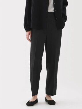 Muji Women's Water Repellent Chino Tuck Pants Dark Navy / S